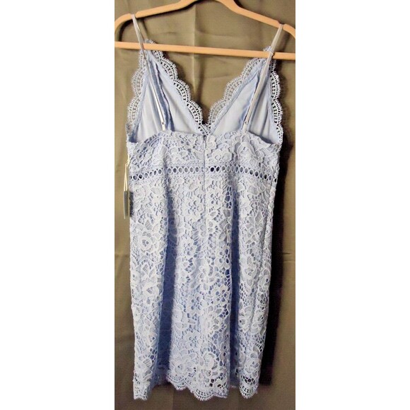 Forever 21 Floral Lace Embroidery Knit Dress Size Small Baby Blue Party Elegant - Picture 9 of 9